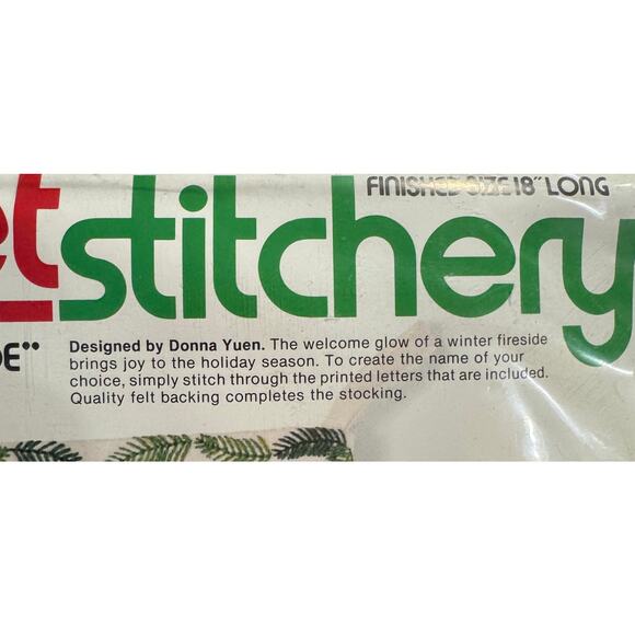 Vintage 1978 Sunset Stitchery Christmas Fireside Stocking Kit 2040 NIP - Picture 3 of 5